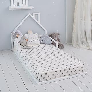 BUSYWOOD Kids House Floor Bed - Wood Toddler Floor Bed - Cute Kids Loft Bed - Wood Montessori Bedroom Furniture - Toddler Bed for Boys - Girls Bed - Toddler Bed Frame (Model 3, Floor Bed)