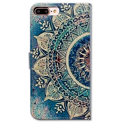 Iphone 8 Plus Case,Iphone 7 Plus Case, Bcov Green Circular Mandala Wallet Flip Leather Cover Case With Credit Card Slot Id Card Holder Kickstand For Iphone 7+/Iphone 8+ #TOP2
