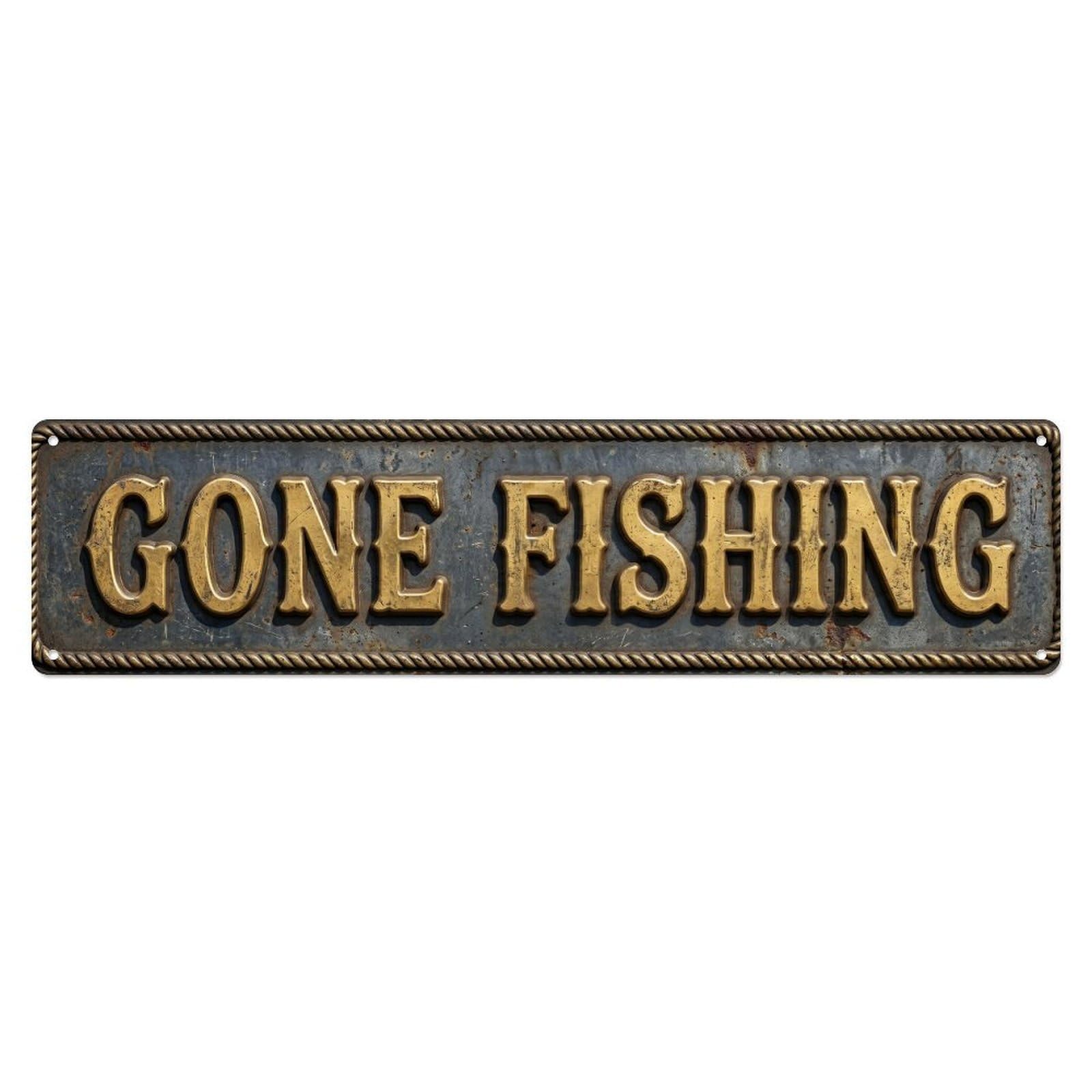GONE FISHING Fishing Canal Vintage Metal Tin Sign Wall Decor for Cafe, Club, Garden Metal Poster 4x16Inch