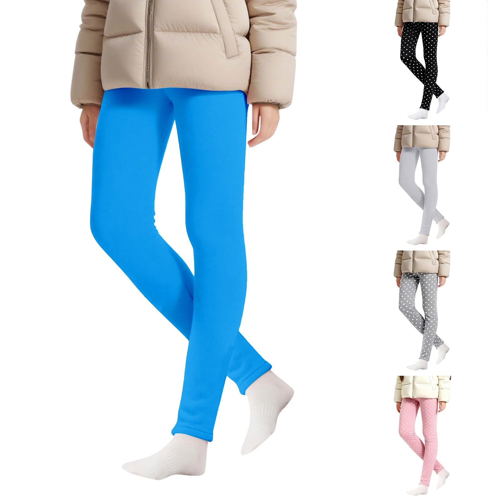 Generisch Leggings per bambini con fodera in pile, stile autunno/inverno, spessi, con vita elasticizzata, leggings termici, comodi pantaloni termici skinny Treggings divertenti