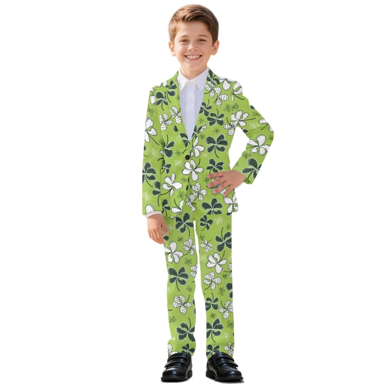 Biyejit 2-teiliges Anzug-Set für Jungen, mit einem Knopf, Blazer und Hose, lässige Smokingjacke, Alter 5–14 Jahre