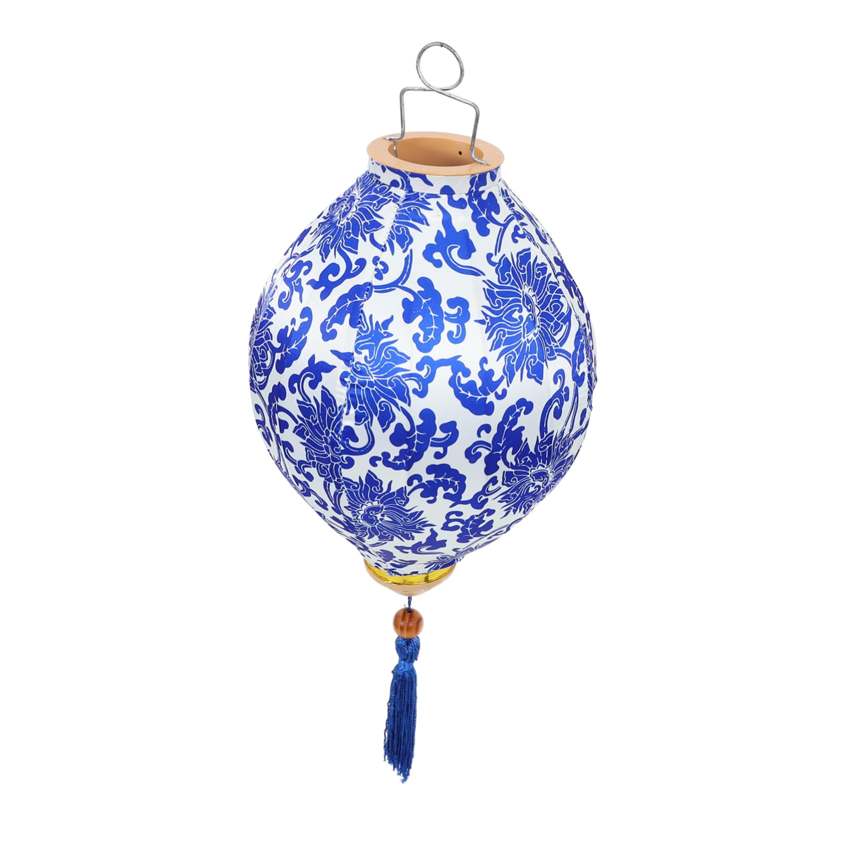 ULDIGI Vietnamese Lantern Hanging Outdoor Lantern 12-inch Vintage Blue and White Porcelain Style Waterproof Garden Decoration