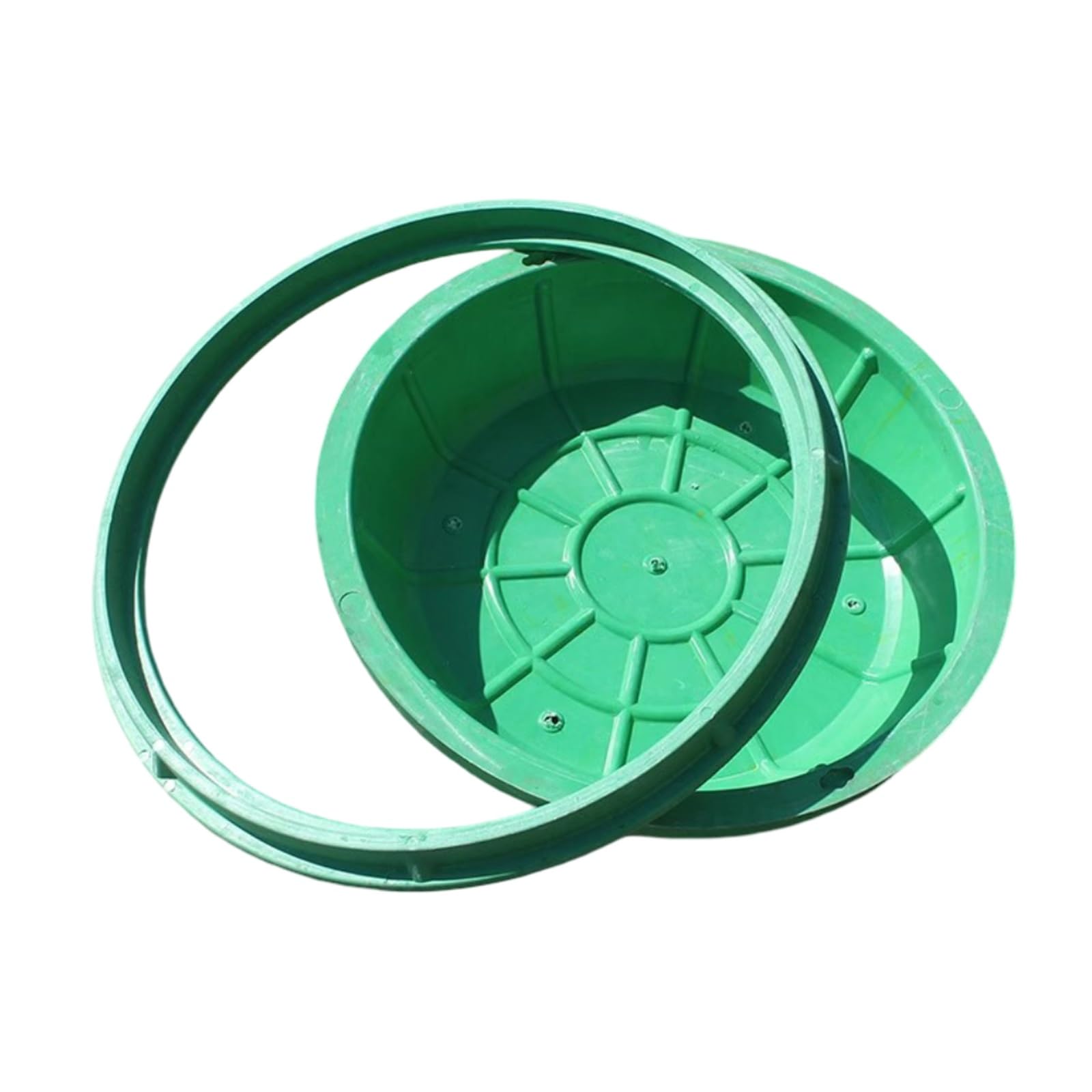 Laohucai Round Removable Recessed Manhole Cover, Green Septic Tank Lid With Base, Drain Recessed Inspection Cover, Hidden Man Hole Covers Flat Cover For Yard Pavement School Garden(,50Cm/19.7In)