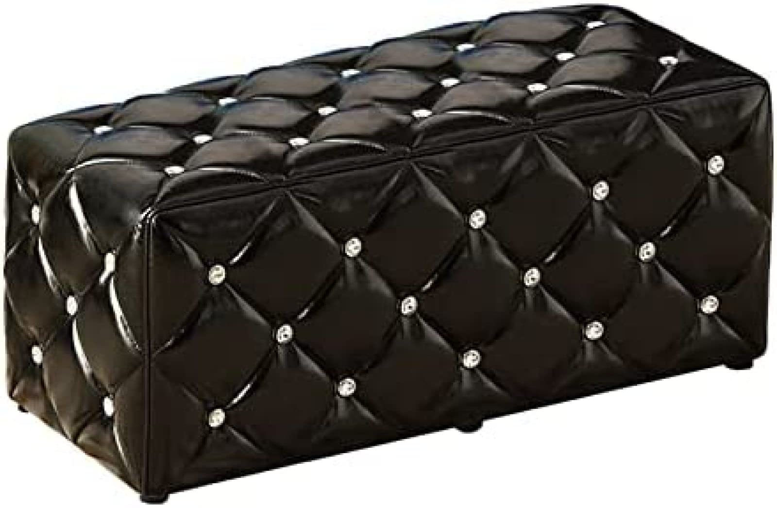Tabouret de canapé Ottoman Cubique et Grand Repose-Pieds Moderne en Cuir Noir 105 cm
