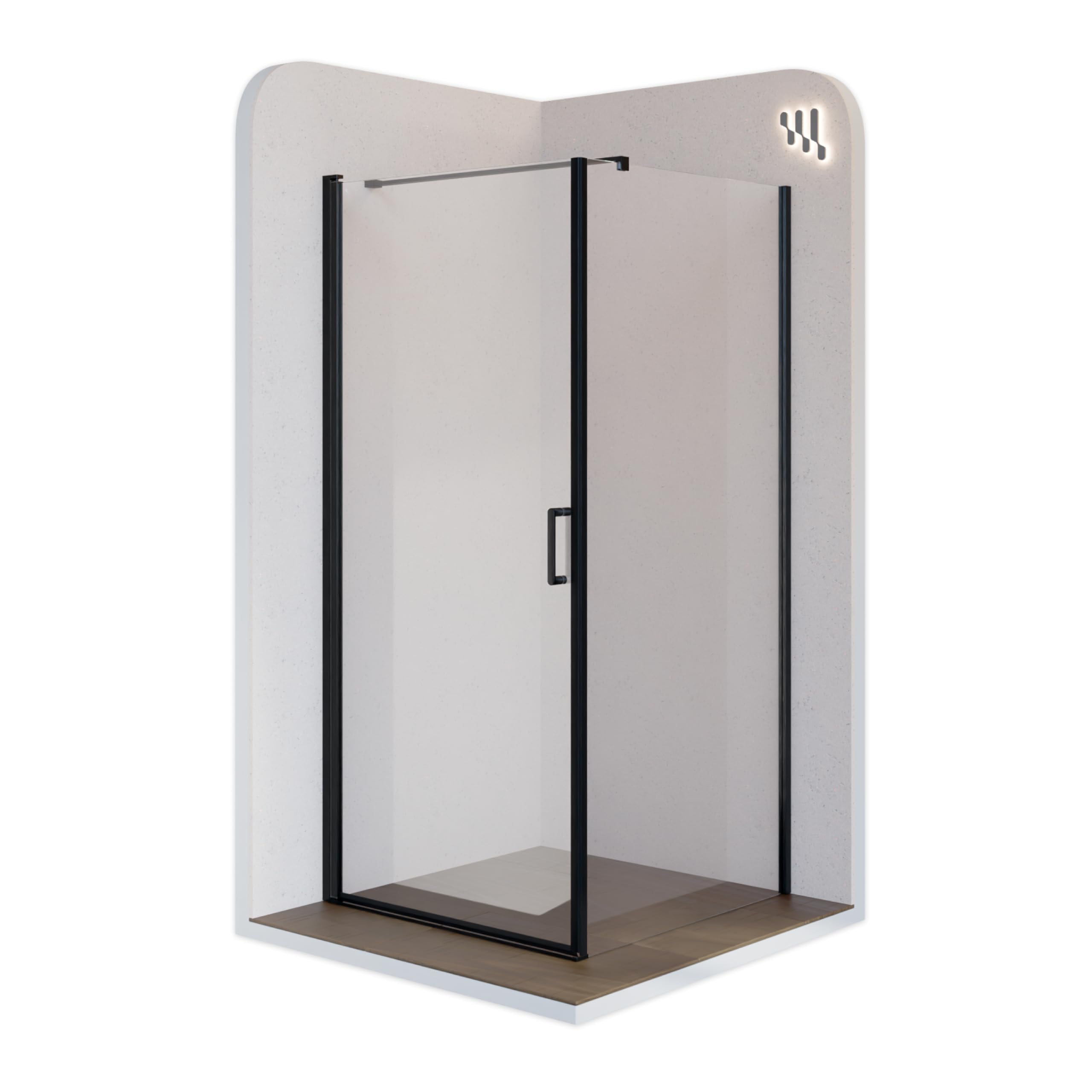 MOG Mampara de ducha DK559 80 x 80 cm Altura 190 cm con entrada de esquina - De vidrio de seguridad nano transparente de 6 mm ESG con perfiles de aluminio negro