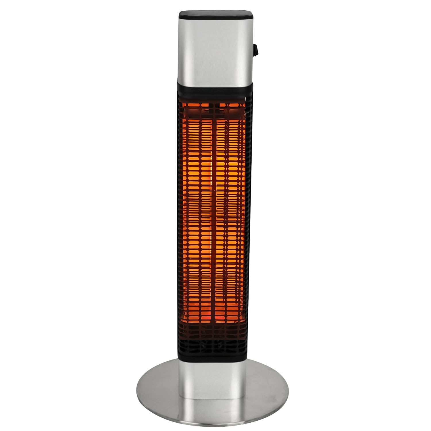 HOME It® Heizstrahler Infrarot | 1200W Infrarotstrahler Terrasse, Kompakter Terrassenheizer Elektrisch mit Carbon-Heizröhre, Spritzwassergeschützt (IP55) | Mini Standheizstrahler, Schwarz Edelstahl