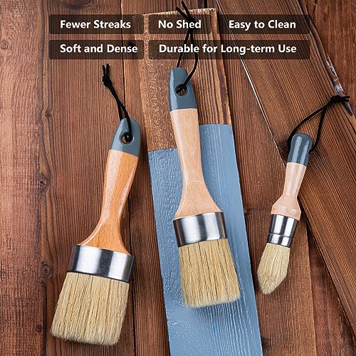 Mister Rui WAX PAINT BRUSH SET 3 PCS Chalk Paint Brush, Wax Paint Brush Set 3 Pack thumb #1