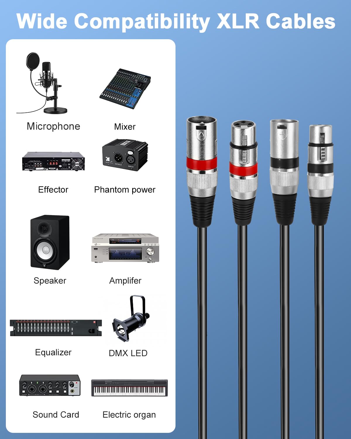 PERMUST 2 Pack XLR Kabel 10M Symmetrisches Mikrofonkabel, XLR-Stecker auf Buchse, Verlängerungskabel für Studio-Recorder, Mikrofon, Mixer, Lautsprechersystem,