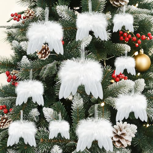 yuejuhe 10 Stück Engelsflügel Christbaumschmuck, Weiß...