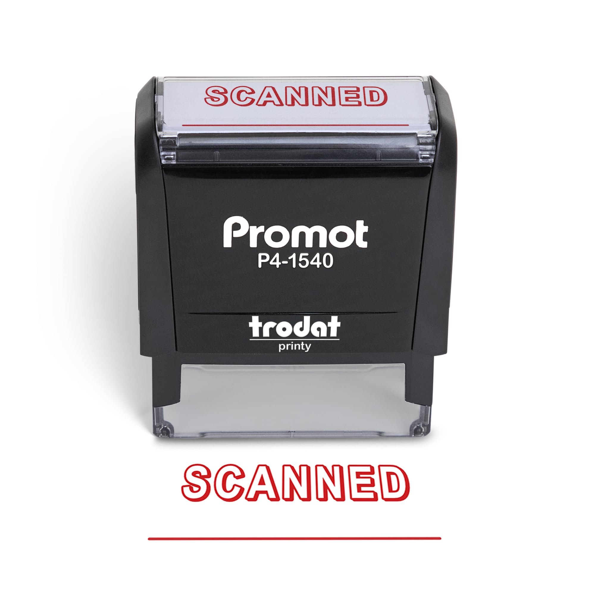 Promot Scanned Self Inking Rubber Stamp - Refillable Scanned Stamper - Business, Bookkeeping, Ordering, Accounting, Work, Office Stamps - Red Ink