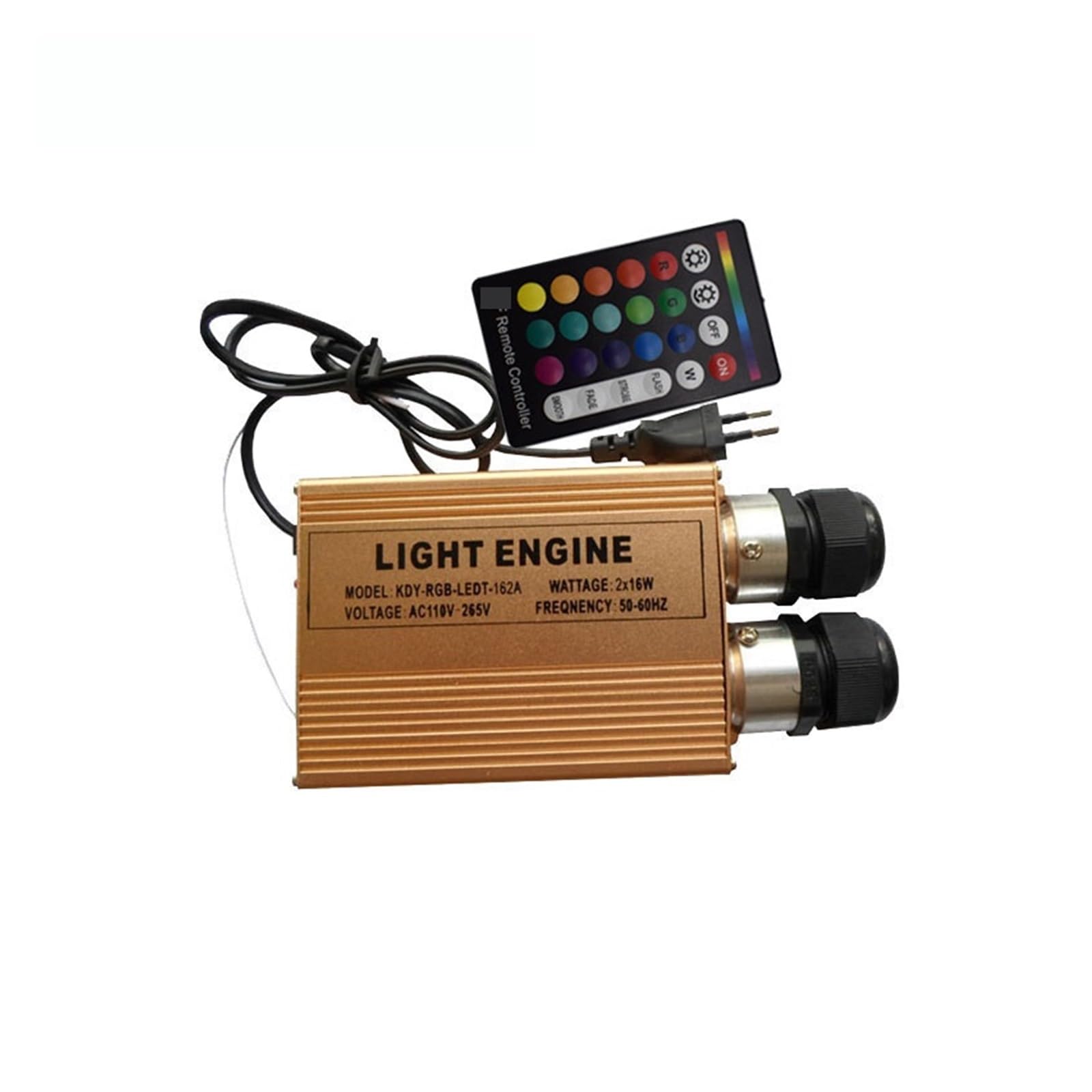Oświetlenie wnętrza samochodu LED, Zestaw oświetlenia światłowodowego LED RGB 32W Złota powłoka Podwójne sprzęgło Silnik LED z kablem światłowodowym PMMA End Glow Światła nastrojowe w samochodzie (Co
