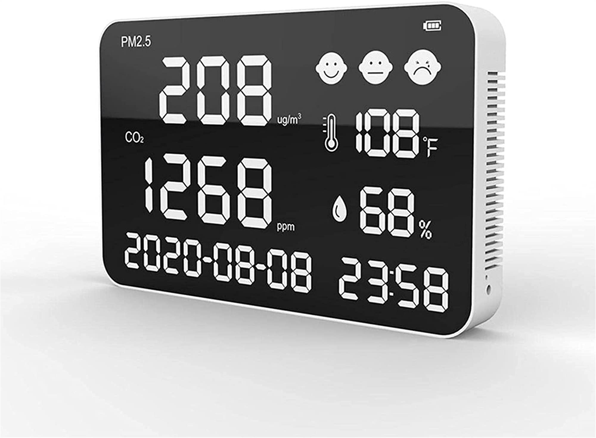 Detector de Calidad del Aire, Monitor de dióxido de Carbono PM2.5 para Interiores montado en la Pared, Pantalla Digital LED, Detector de Temperatura y Humedad