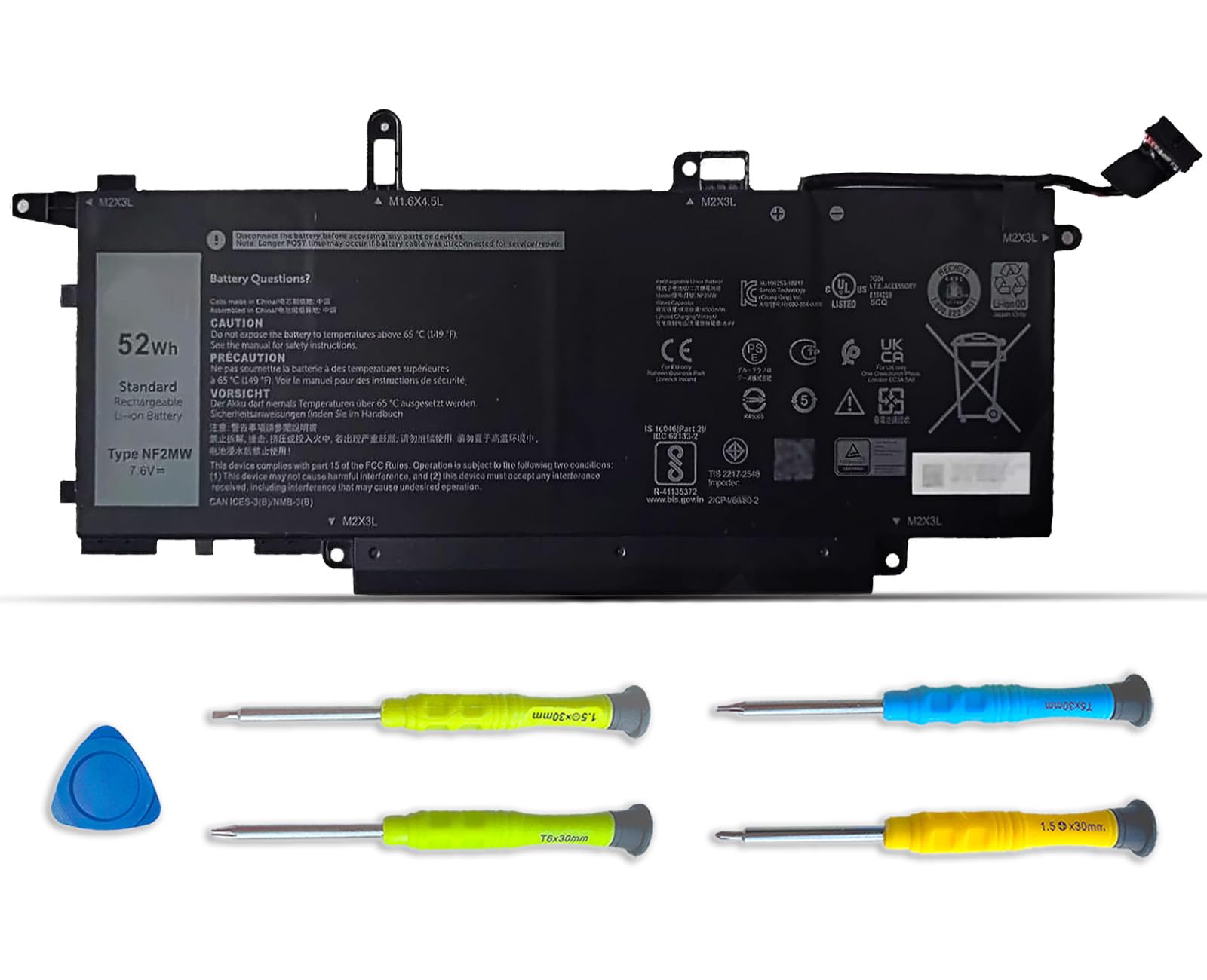 ASODI NF2MW 52Wh Laptop Battery Replacement for Dell Latitude 7400 2-in-1 Latitude 9410 Series P110G P110G001 7146W 085XM8 08W3YY 0C76H7 C76H7 0G8F6M 7.6V 6500mAh