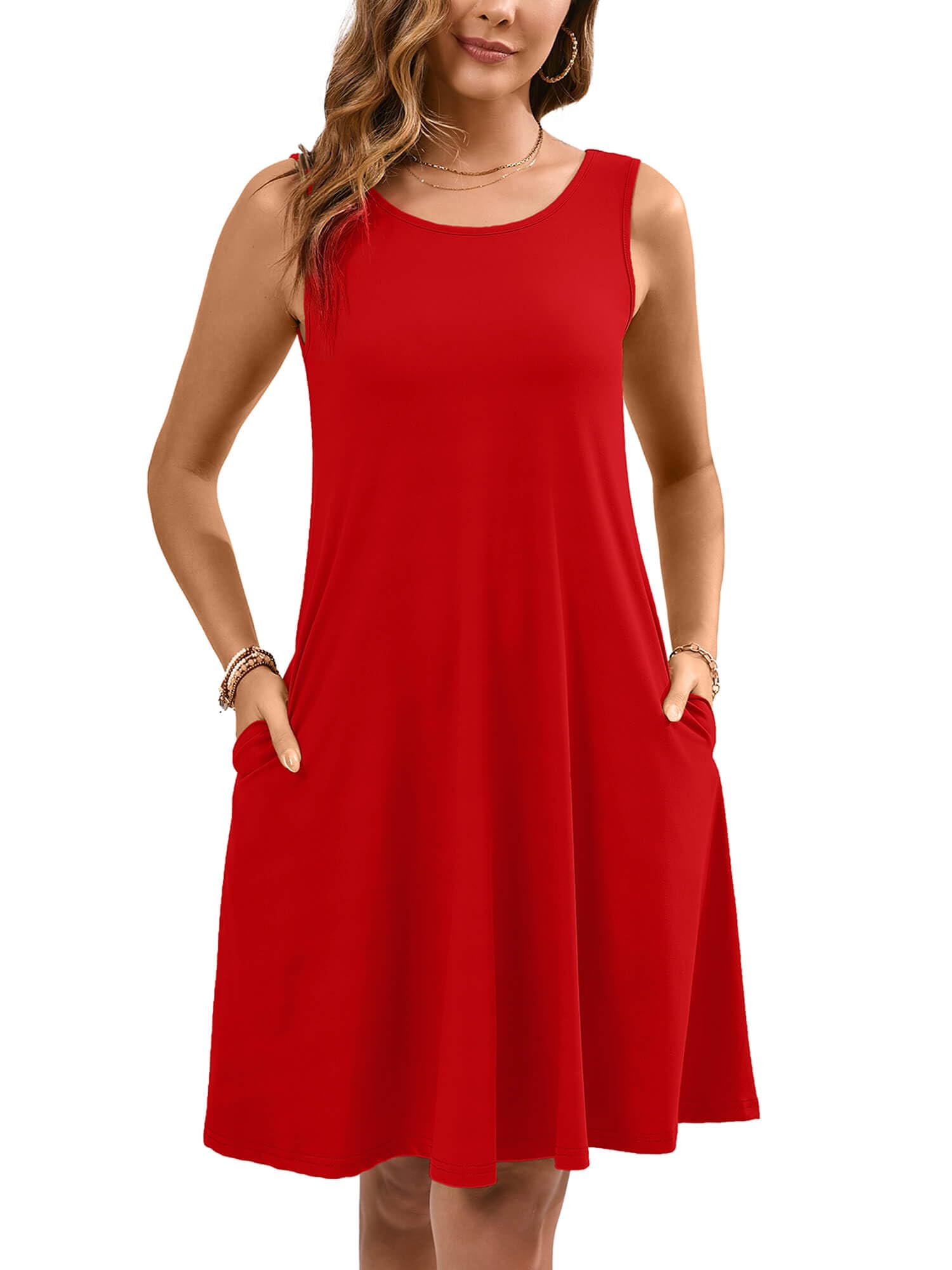 Heymoments Women Sleeveless Summer Beach Dresses with Pockets