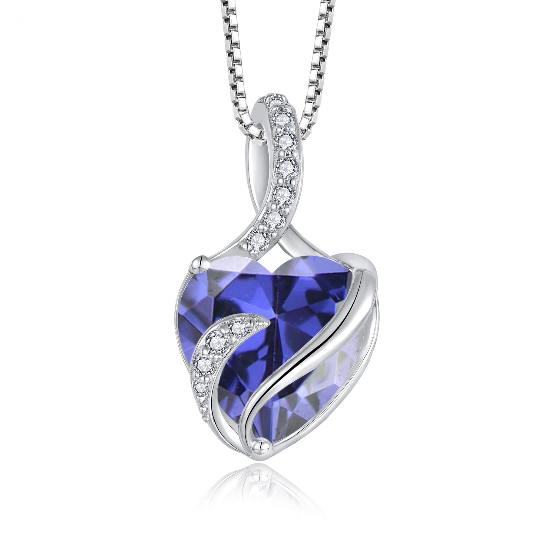 Fjnecklaces For Women 925 Sterling Silver Heart Birthstone Pendant