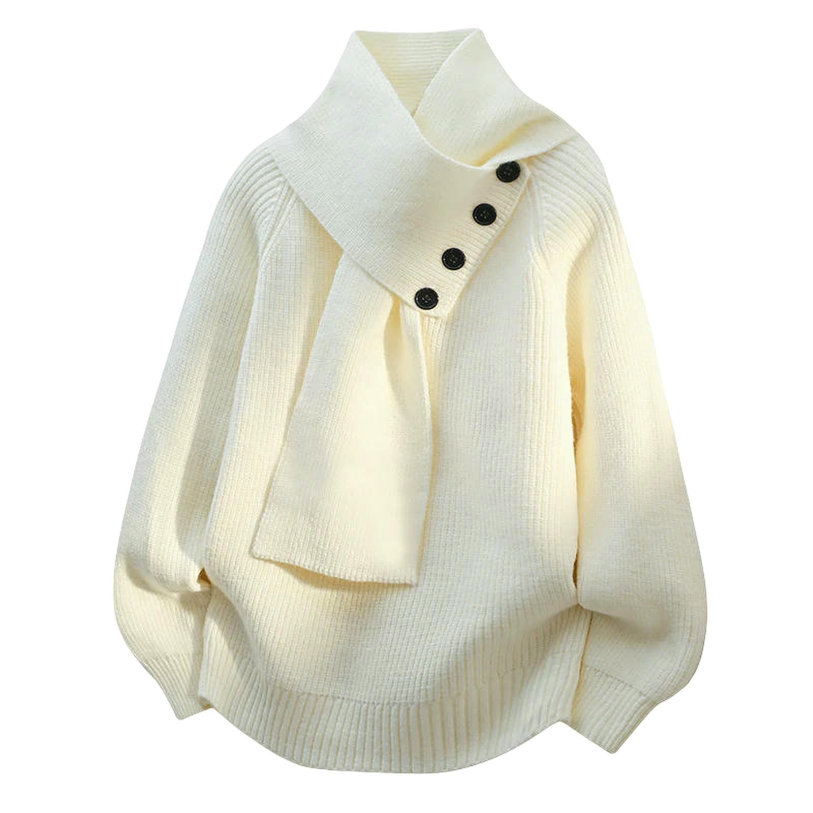Męski sweter, moda męska, szalik, luźny guzik, dekoracja, sweter z dzianiny, na jesień i zimę, czarny, XL