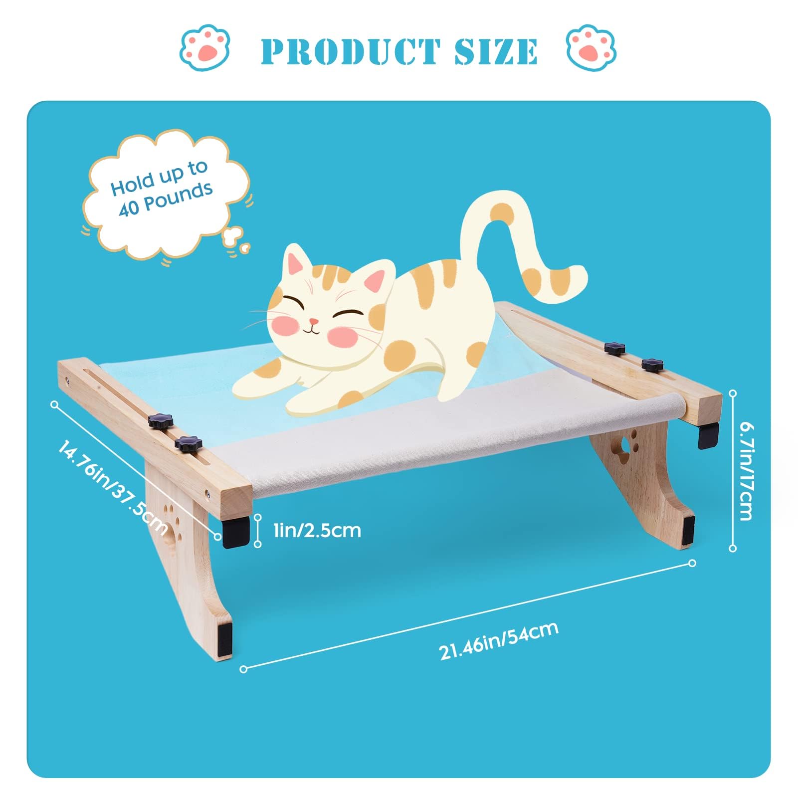 Hamaca Cama Gato Ventana para Amaca Camita Gatos, Cama Colgante para Gatos Ajustable Almohadilla Suave Extraíble y Lavable Que Soporta hasta 14kg