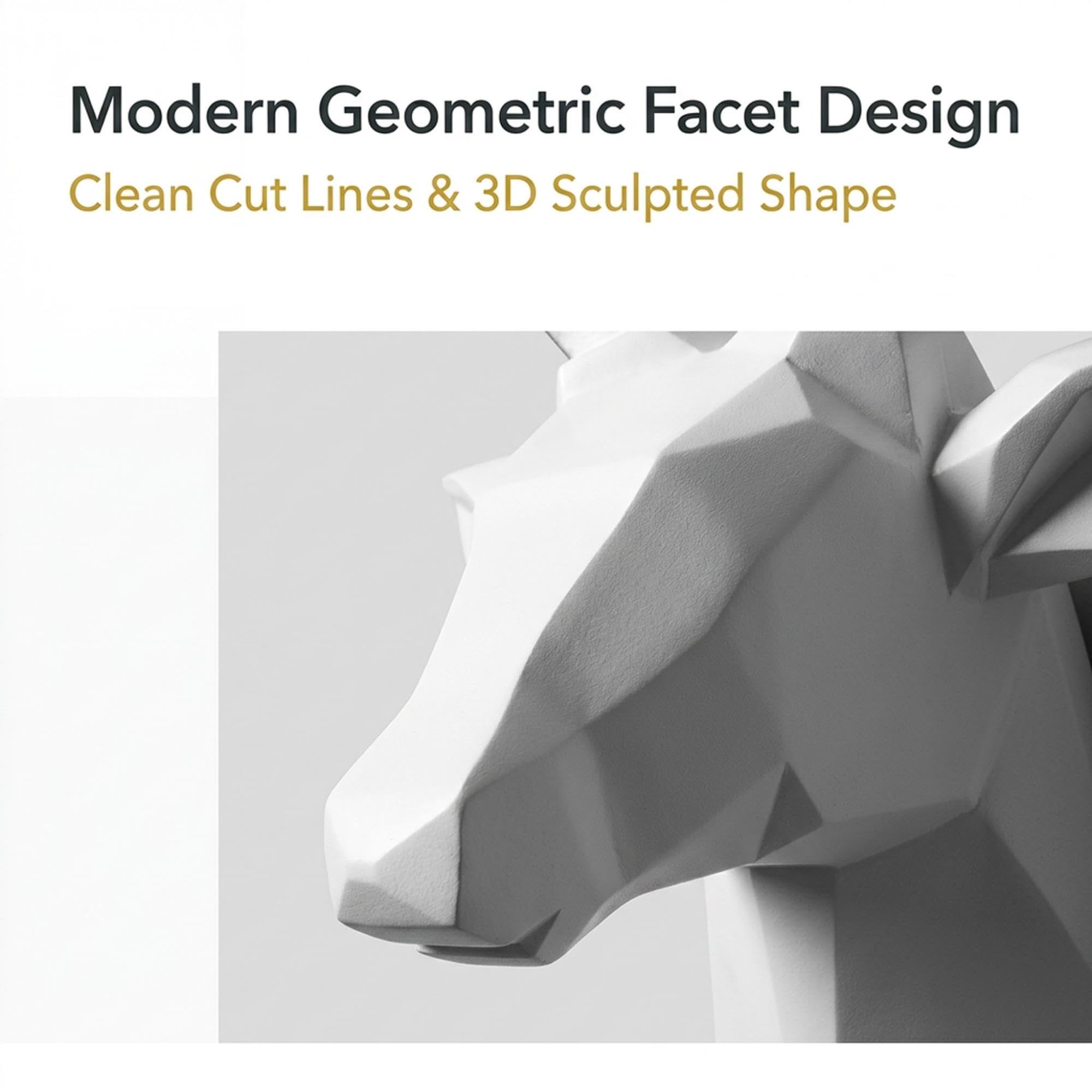 Testa di Cervo da Parete in Resina,Scultura Geometrica 3D Animale,Corna