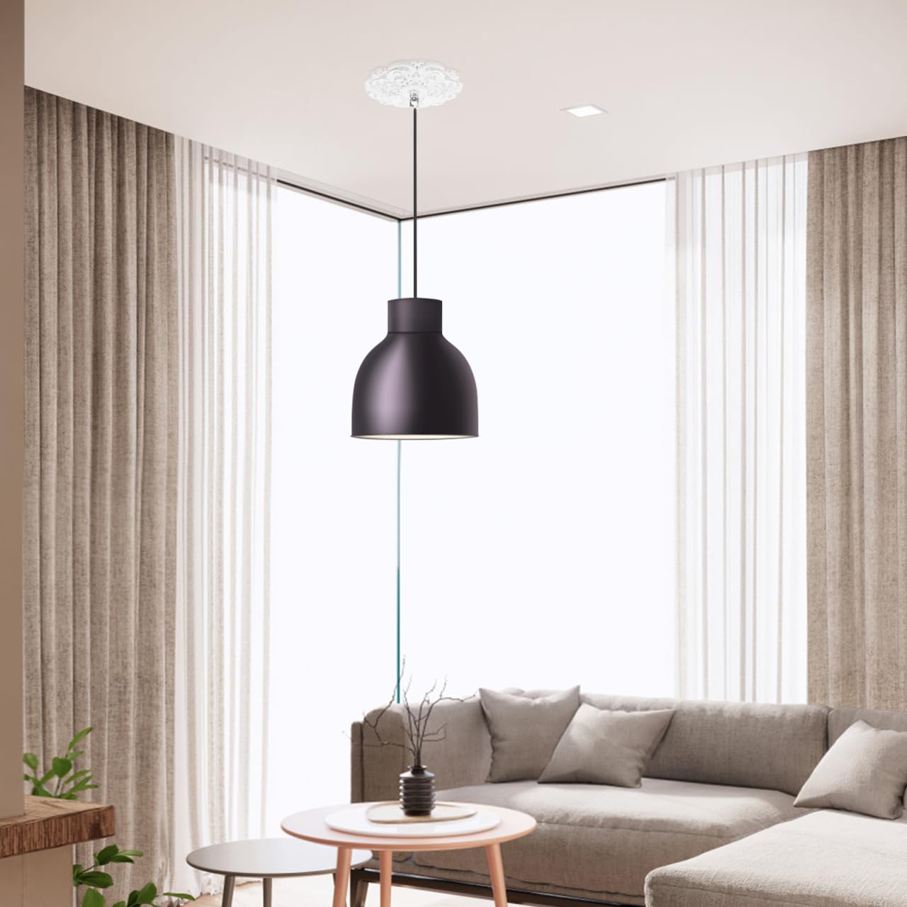 TOPBATHY Rosetón Techo Decorativo Estilo Europeo En Ps Medallón De Lámpara De Techo Tallado Calado De 12.20 X 12.20 X 0.39 in Para Dormitorio Hogar Y Espacios Comerciales