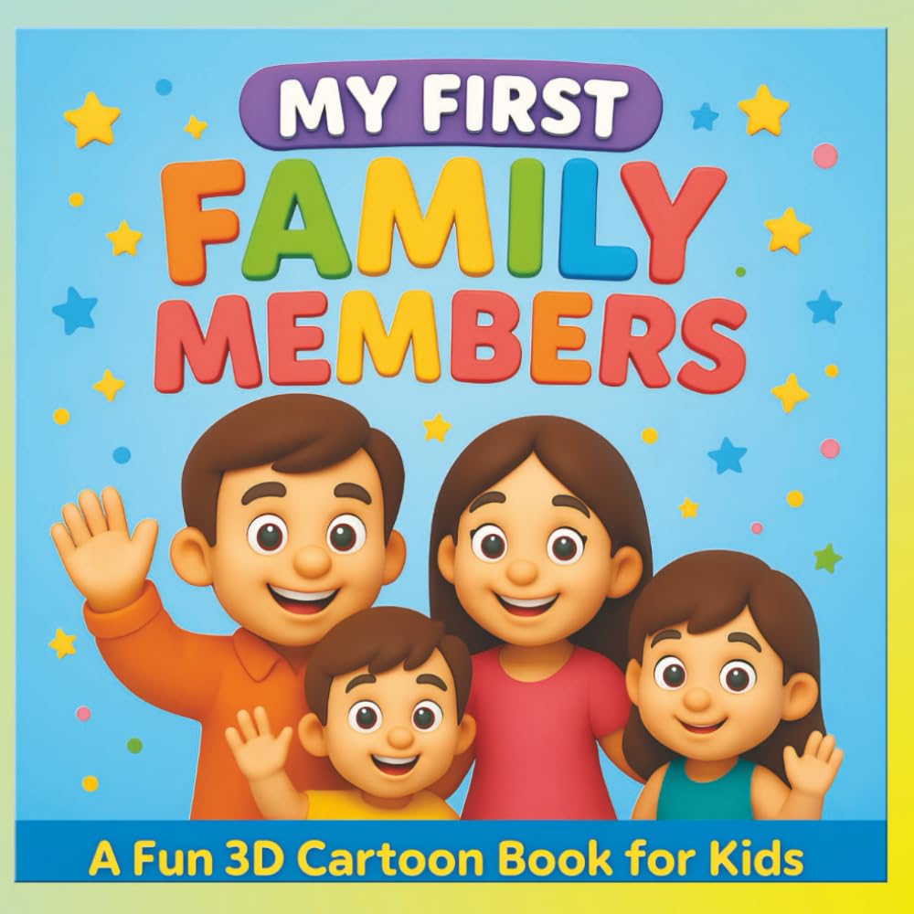 MY FIRST FAMILY MEMBERS – A Fun 3D Cartoon Learning Book for Kids | Age - 2 to 7 years |: Learn About Family, Friends & Pets With Bright 3D Illustrations