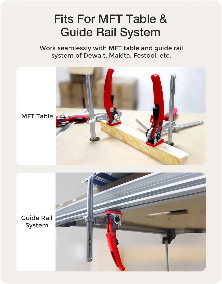 2 Pack Quick Ratchet Track Saw Guide Rail Clamp MFT Clamp