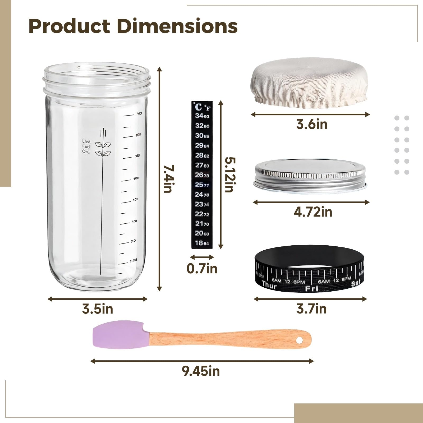Sourdough Starter Kit - 34Oz Glass Fermentation Jars With