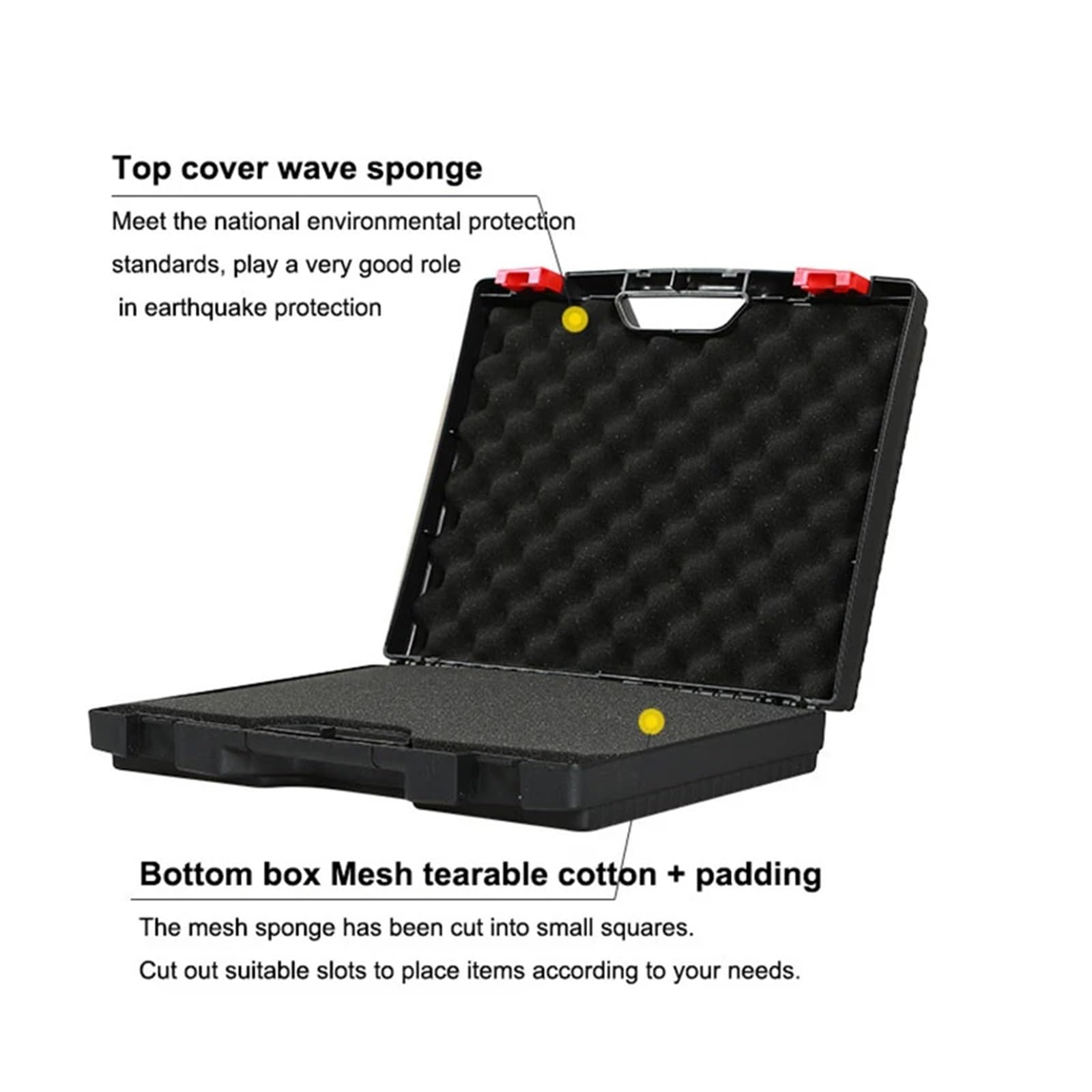 Cassetta Attrezzi Vuota Valigia Cassetta degli attrezzi con spugna completa in plastica portatile Valigetta for strumenti di sicurezza(400x350x100mm)