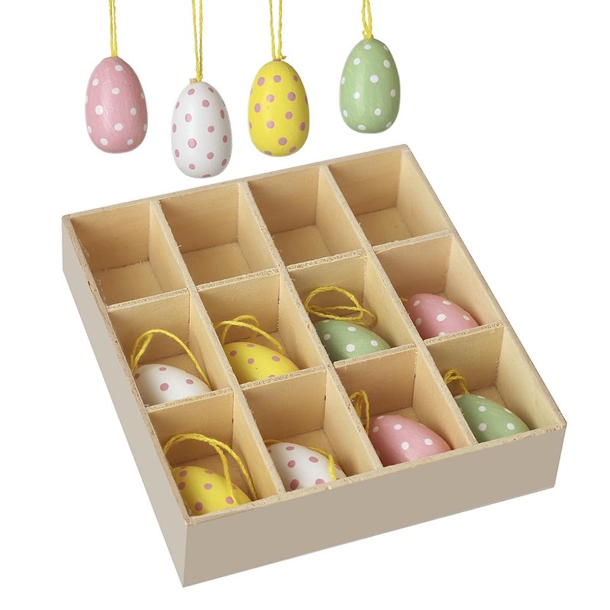Heaven Sends Multicolor Set Of Polka Dot Wooden Easter Egg Decorations
