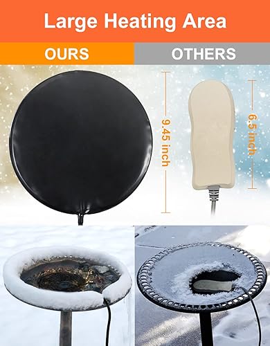 Miniatura 2 de Bird Bath De Icer para exteriores en invierno cable de 6 pies control termostático de 60 W pausa automática de sobrecalentamiento descongelador para