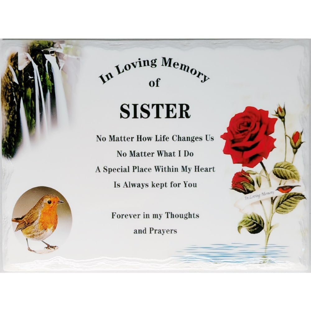 Old Tupton Ware Sister In Memoriam Rectangular Tile Grave Plaque (20 X 15 Cm) (, 20 X 15 Cm)