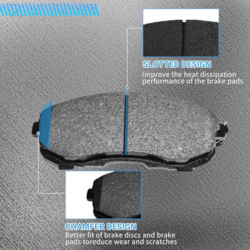 Image of Brake Pads Front and Rear Compatible with Infiniti G35, Nissan 350Z, Nissan Altima Juke Sentra Automotive Replacement Brake Pads Semi-Metallic P815A P905