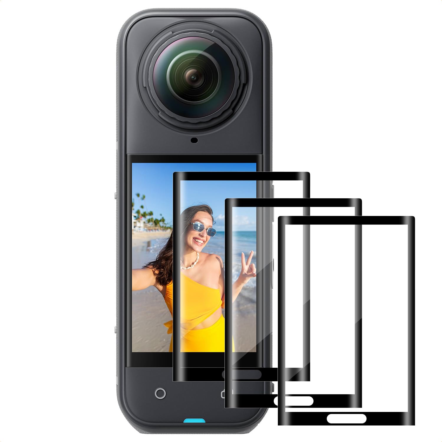 K&F Concept Osłona ekranu do akcesoriów Insta360 X5 (3 sztuki), folia ochronna ze szkła hartowanego do Insta360 X4/Insta 360 X5, Ultra HD, twardość 9H, odporna na zarysowania