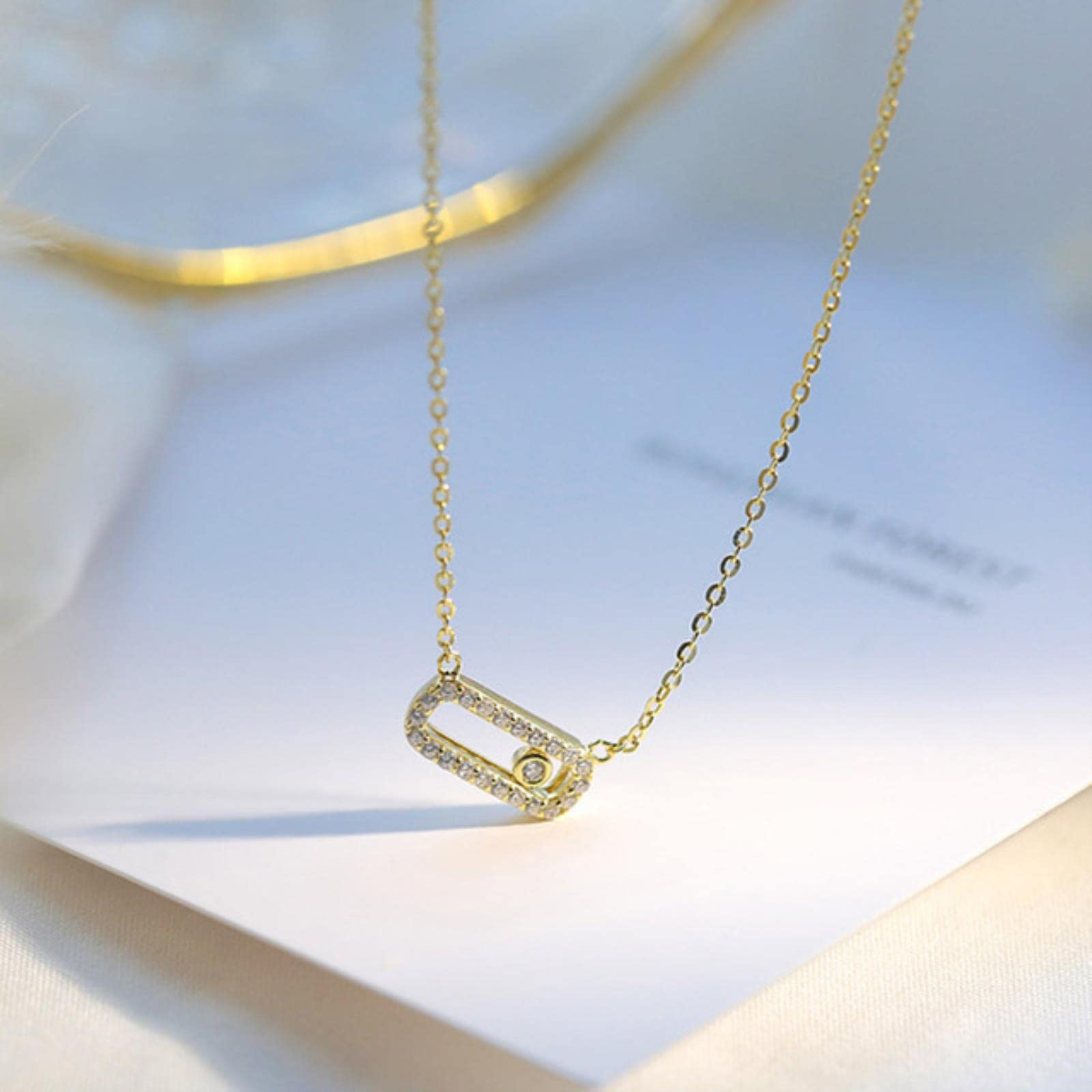 Stang Women's Gold Oval Smart Necklace Simple Personality Clavicle Chain Temperament Versatile Pendant Exquisite Jewelry Gift