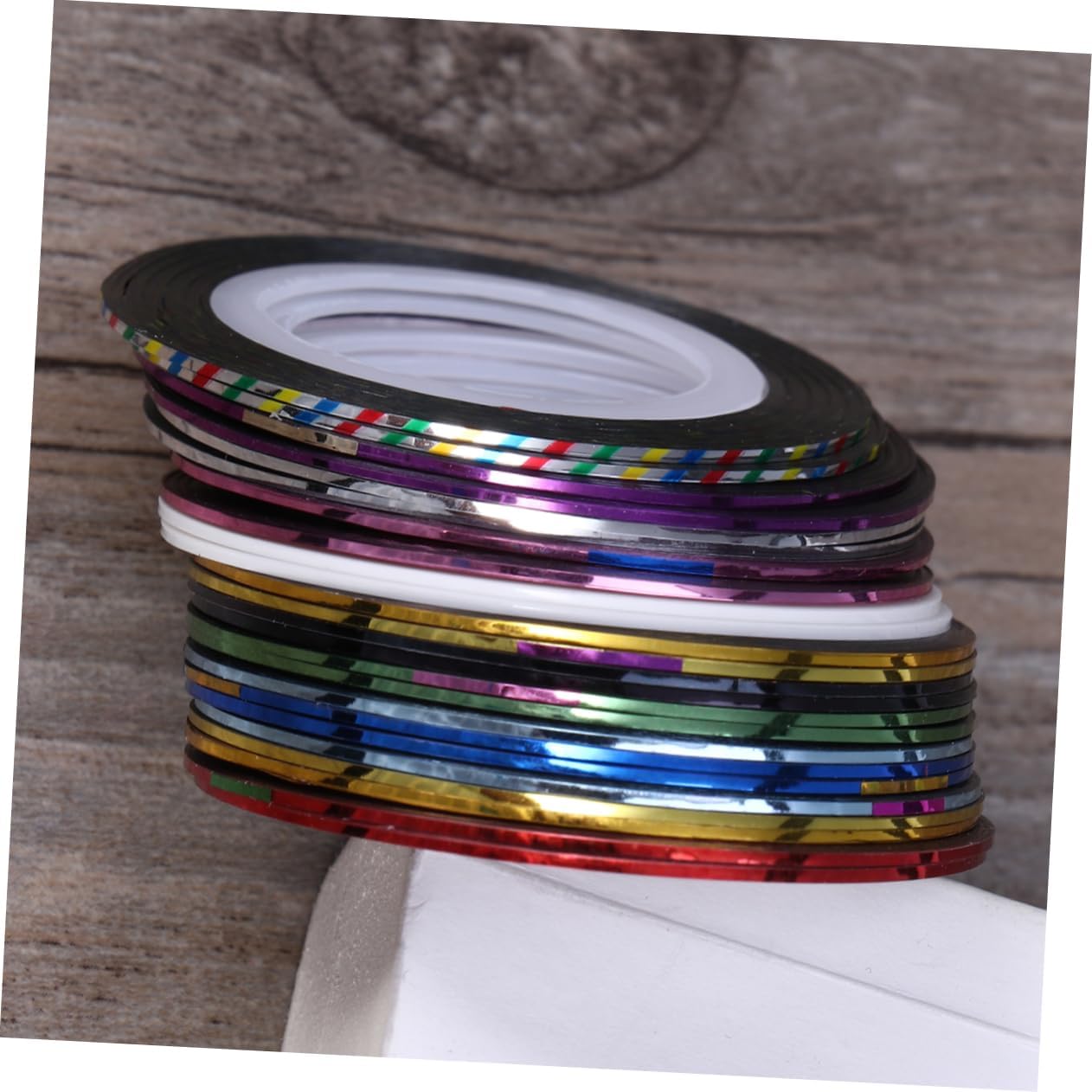 Mikinona 30rolls Nail Striping Tapes Gold Silver Thread for DIY Manicure Holographic Nail Art Design Easy to Apply Sticker Strips