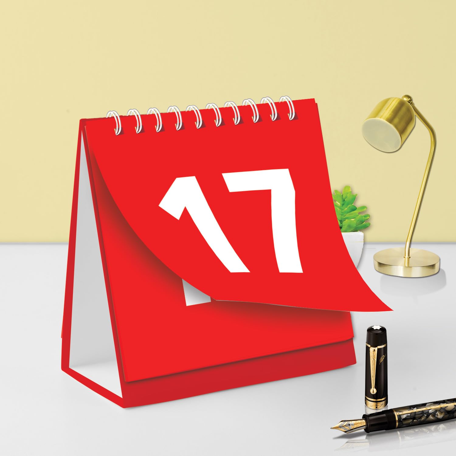 Jhingalala Premium Perpetual Table Calendar 2026 | 1 Date Per Page (1st–31st) | 170 GSM Thick Paper | 14 x 12 cm | 32 Pages with Kapa Board Stand | Reusable for Any Month or Year (Red)-image-39