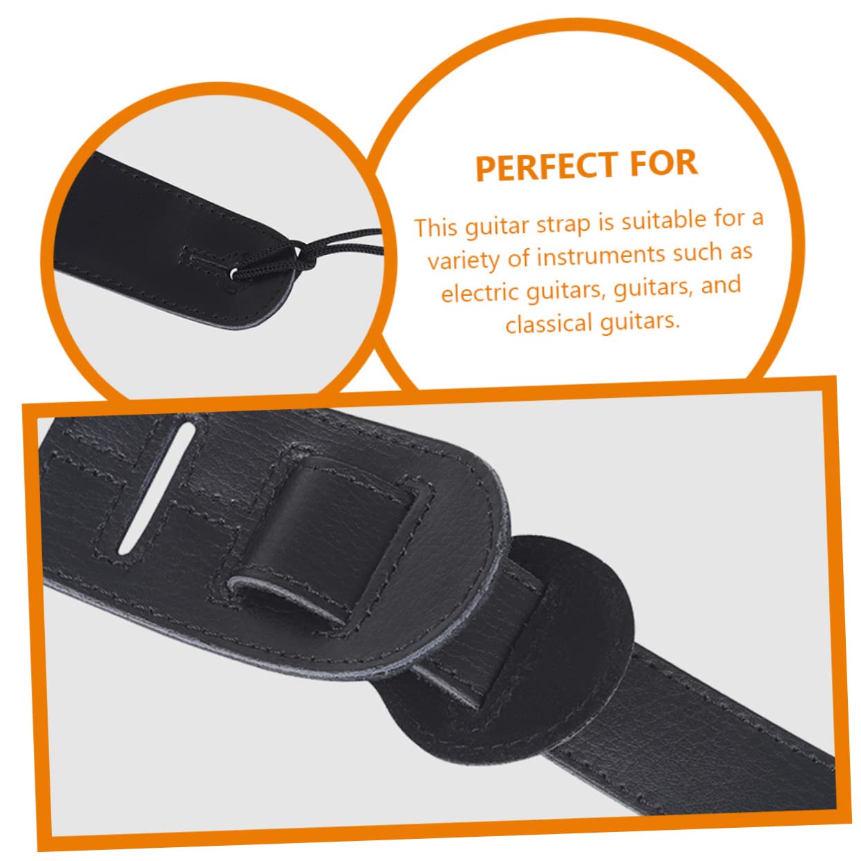 Verstellbarer Gitarrengurt aus Echtem Leder Robuster und Langlebiger Schultergurt für Gitarre Akustikgitarre und Bass für Musiker und Gitarristen Schwarz Gs