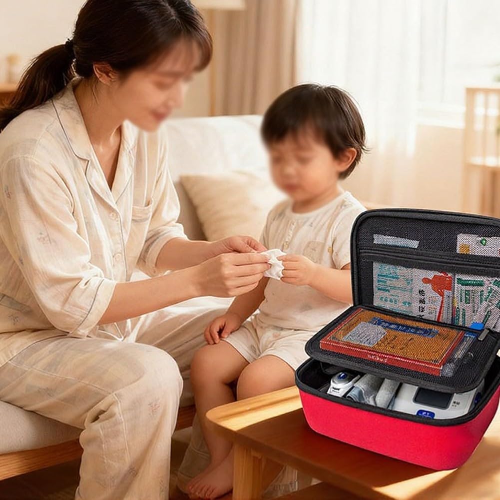 Bolsa de almacenamiento multifuncional para monitor, para suministros de primeros auxilios, monitor de presión arterial portátil, bolsa para kit de hogar (negro)