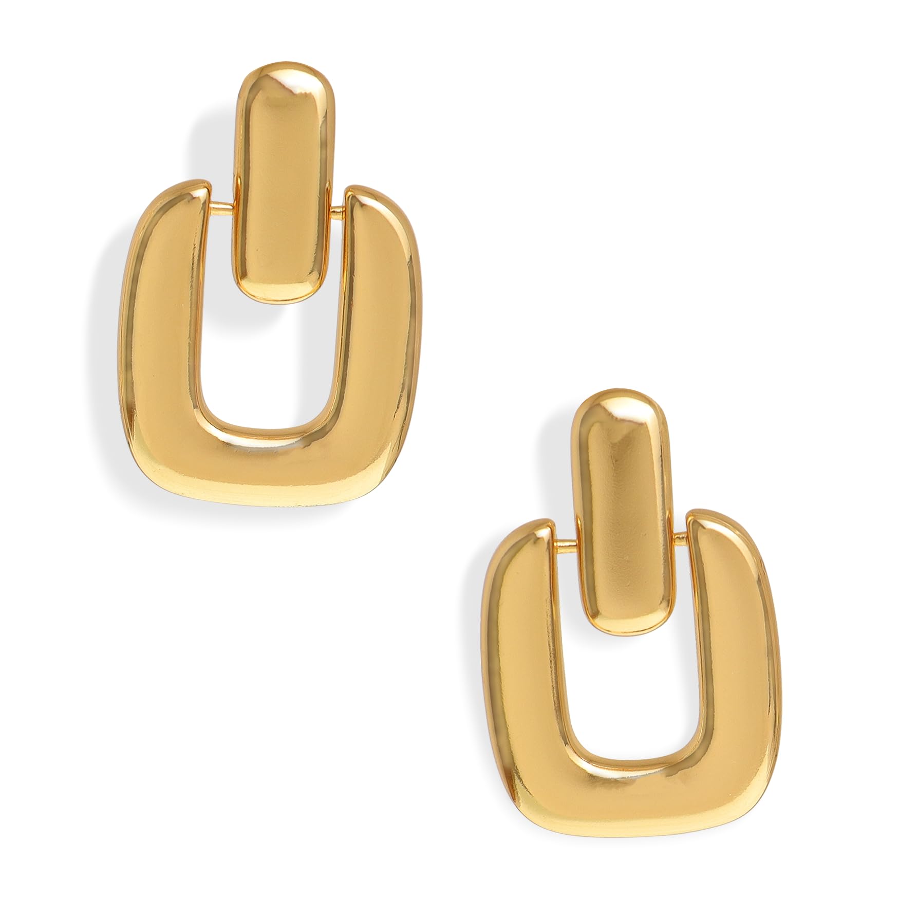 Sonateomber Statement Pearl Twisted Dangle Drop Earrings for Women - Chunky Vintage Geometric Earing Hypoallergenic Everyday Prom Wedding Fashion