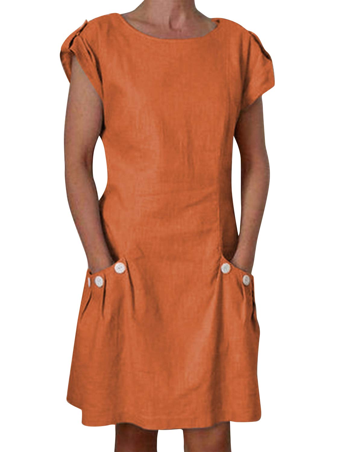 Yidarton Damen Sommer Kleider Strand Elegant Casual A-Linie Kleider à„rmellos Strandkleid Sommerkleider Partykleid Minikleider, Orange3, XL