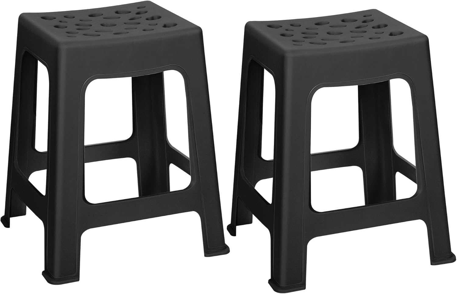 TURSTIN 2 Pack Plastic Stools 16.9 Inch Black Nesting Stools Portable Backless Bar Stool Flexible Seating Chairs for Classroom Office Home 2 Black