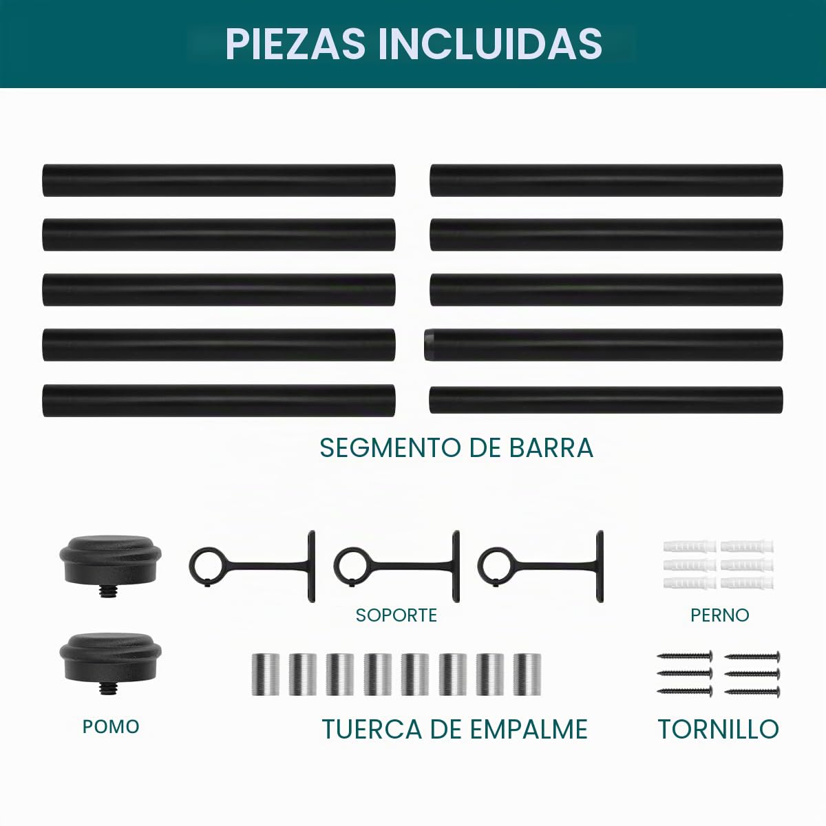 Barra de cortina para ventanas con tapa redonda, 80-380 cm, barra de cortina ajustable resistente para montaje en techo con soportes, barra de cortina colgante para montaje en pared
