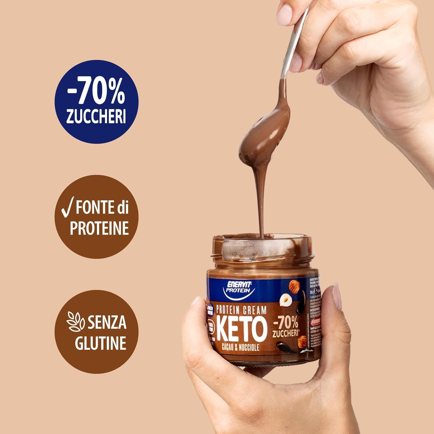 Italian Gourmet Protein Cream Keto crema proteica Nuss-Kakao 12 x 180g | Ridotto contenuto di zuccheri, senza glutine, palmölfrei, spalmabile per, Gesamtnettogewicht 2,16 kg + Kostenlos Polpa 400g