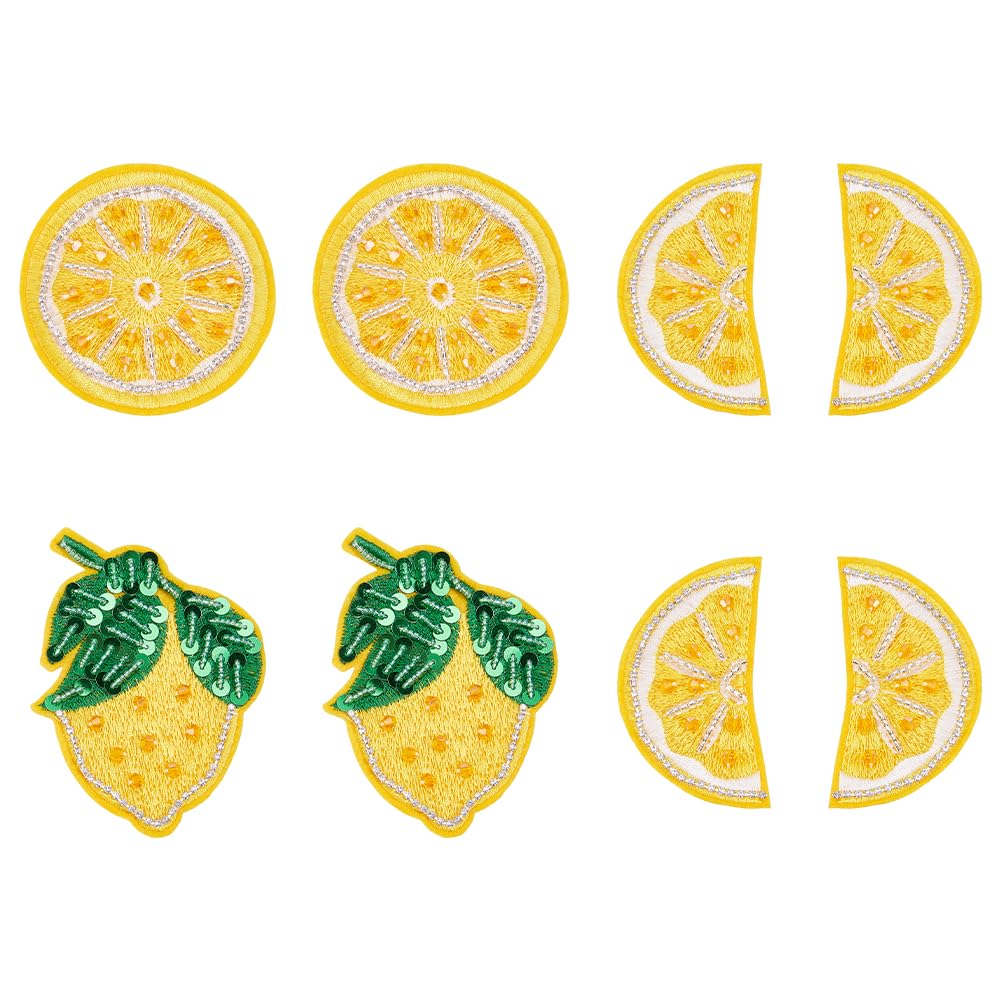 MAYJOYDIY 8 pz.Toppa Ricamata con Perline A Forma di Limone Da Stirare O Cucire Patch di Paillettes con Fetta di Limone Giallo per Magliette Jeans Zaini Giacche Abiti Decorazioni