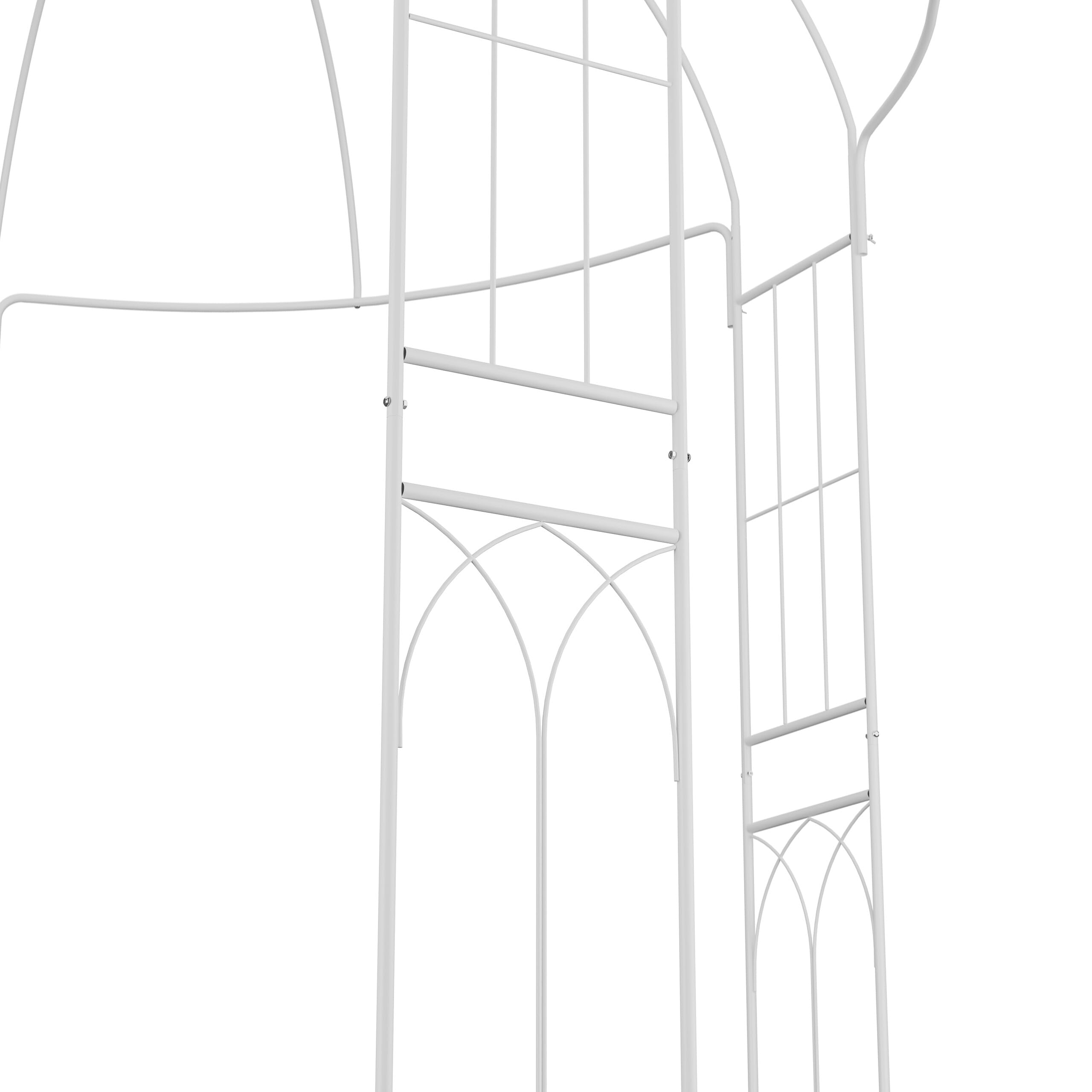 Relaxdays Arco per Piante Rampicanti da Giardino, Gazebo Metallo Rose, Pergola HLP 269x211x211 cm, Padiglione, Bianco