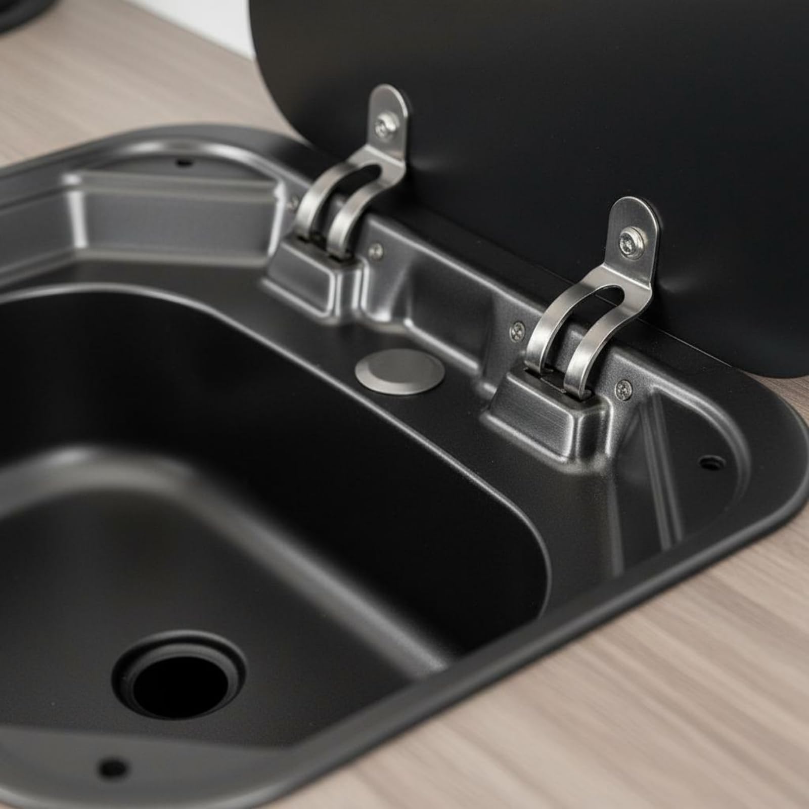 Colcolo Lavabo Plegable Acero Inoxidable para Cocina Vehículo Fregaro Rectangular con Tapa Abatible Compacta Lavado Rápido Banja Pulida un Acuado para Camping Mochilero, Fregadero