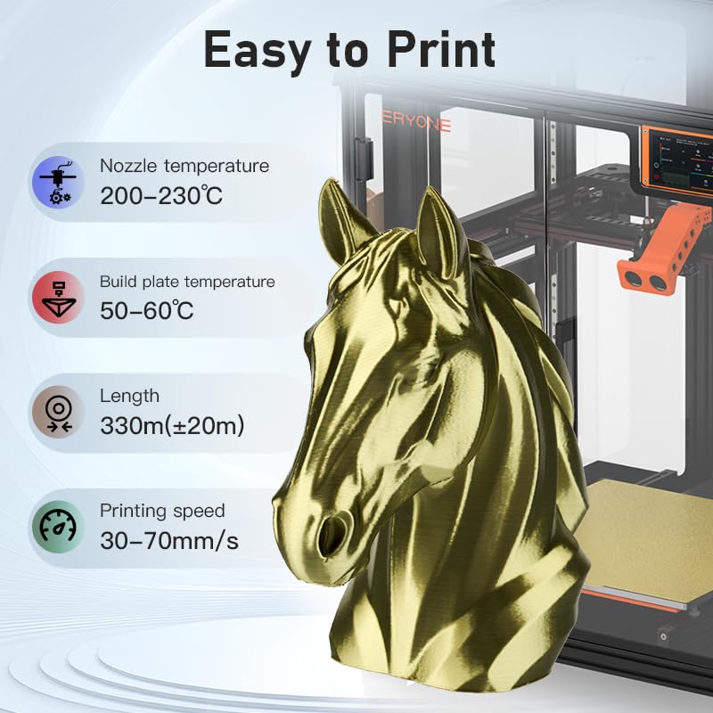 Image of ERYONE Silk Filament PLA+ 1.75mm Upgraded Shiny 3D Printer Filament, Gloss Finish, Fit Most FDM Printer Stable Printing,1kg (2.2LBS) /Spool, Bronze