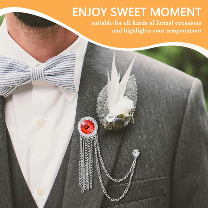 Broche de hombre para trajes de boda con pin de solapa y gemas 3