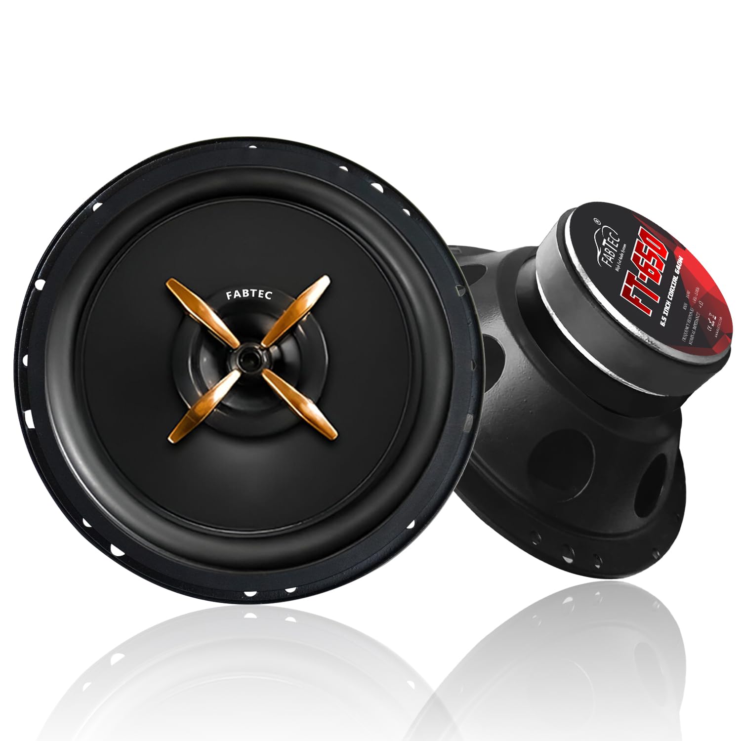 FABTEC 6.5Inch Coaxial 3way Component Speaker for Car 640w Peak Power Bass woofer 4ohm Black(Set of-2)-image-9