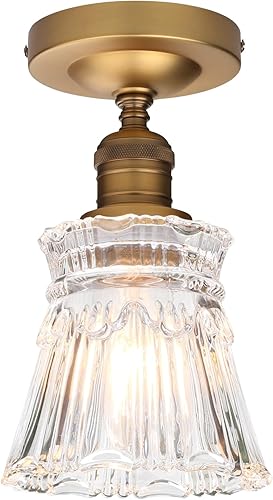 Miniatura 9 de Pathson Flush Mounted Ceiling Light with Heavy Handmade Crafts Glass, Modern Hardwired Stripes Ceiling Lamp Lighting for Living Room Bedroom