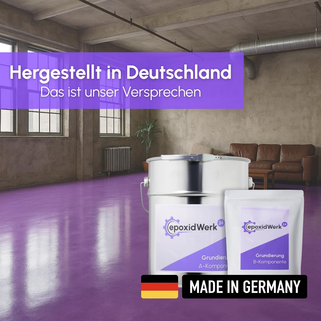 2K Epoxidharz Grundierung rollbar mit Härter lösemittelfrei farblos geruchsarm – Profi Haftgrund Tiefengrund Primer für Beton Estrich Garagenboden Keller Werkstatt Epoxy 2-Komponenten Made in Germany